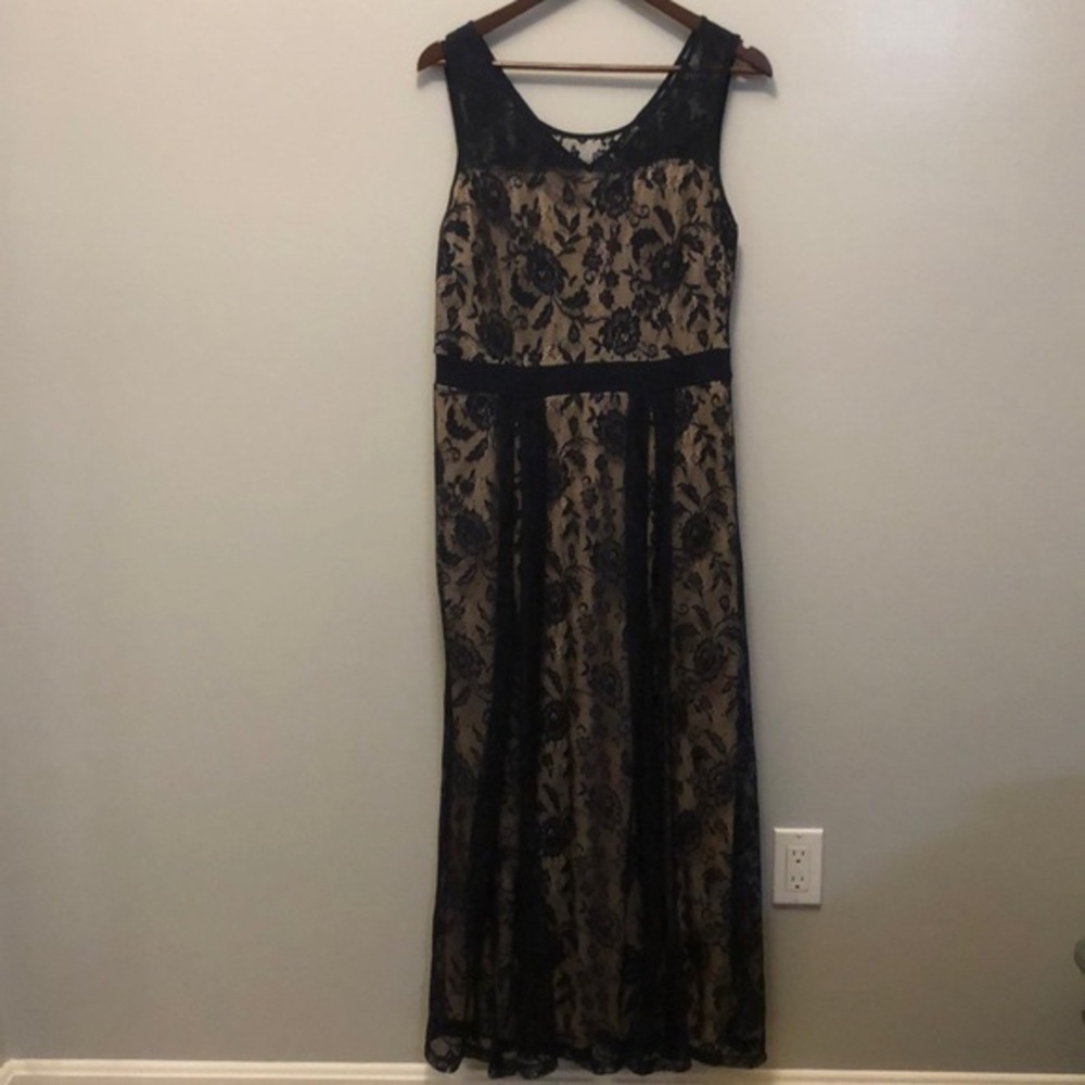 - Women's‎ Candalite Sleeveless Blue/Cream Maxi Dress- Size Large- EUC